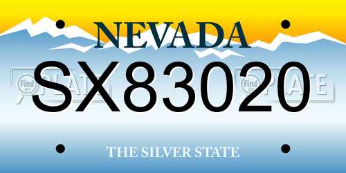 SX83020 Nevada License Plate