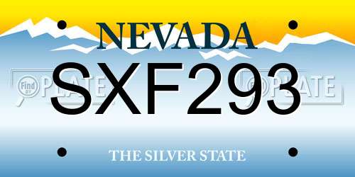 SXF293 Nevada License Plate