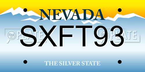 SXFT93 Nevada License Plate