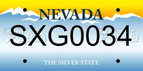 SXG0034 Nevada License Plate