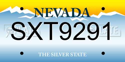 SXT9291 Nevada License Plate