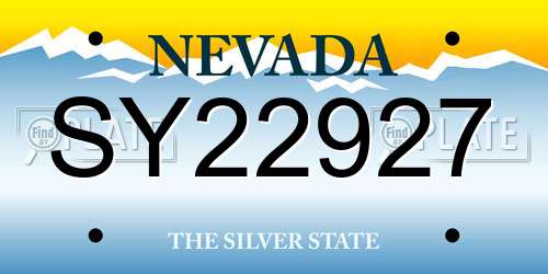 SY22927 Nevada License Plate
