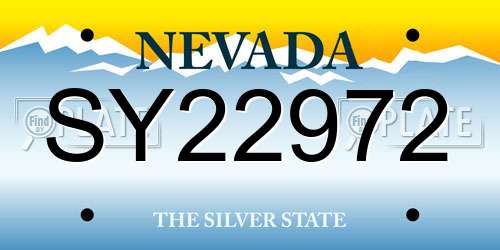 SY22972 Nevada License Plate