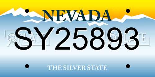 SY25893 Nevada License Plate