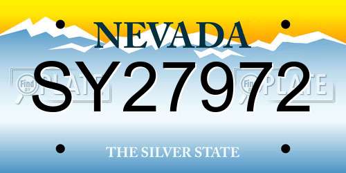 SY27972 Nevada License Plate