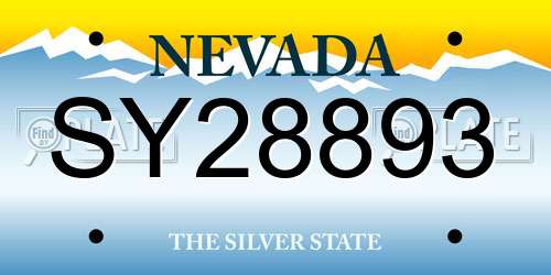 SY28893 Nevada License Plate
