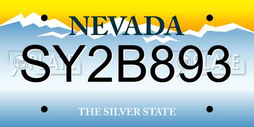 SY2B893 Nevada License Plate