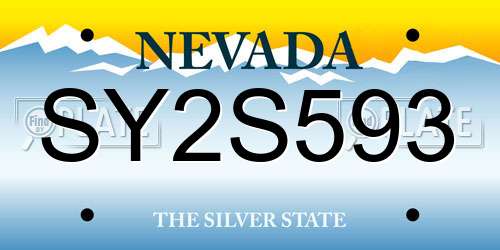 SY2S593 Nevada License Plate