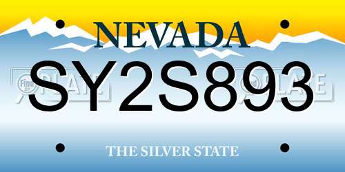 SY2S893 Nevada License Plate