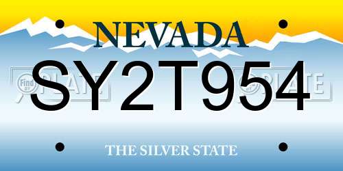 SY2T954 Nevada License Plate