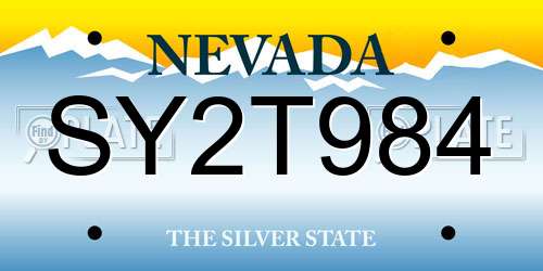 SY2T984 Nevada License Plate