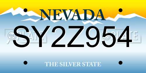 SY2Z954 Nevada License Plate