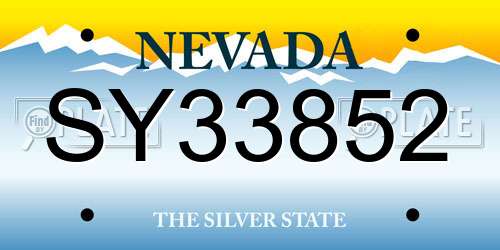 SY33852 Nevada License Plate