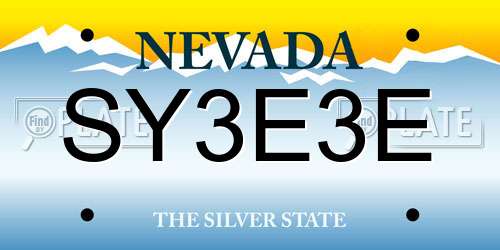 SY3E3E Nevada License Plate