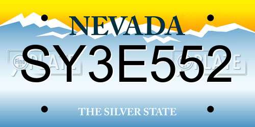 SY3E552 Nevada License Plate