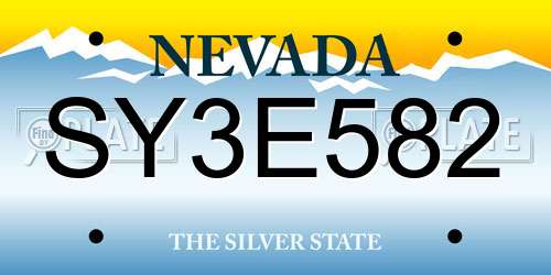 SY3E582 Nevada License Plate