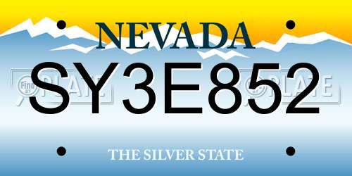 SY3E852 Nevada License Plate