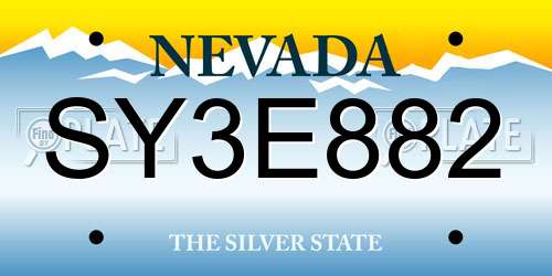 SY3E882 Nevada License Plate
