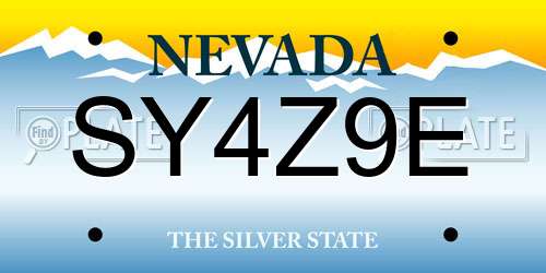 SY4Z9E Nevada License Plate