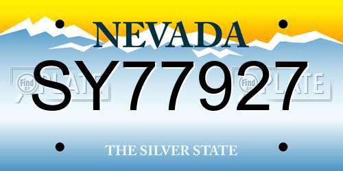SY77927 Nevada License Plate