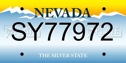 SY77972 Nevada License Plate