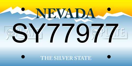 SY77977 Nevada License Plate