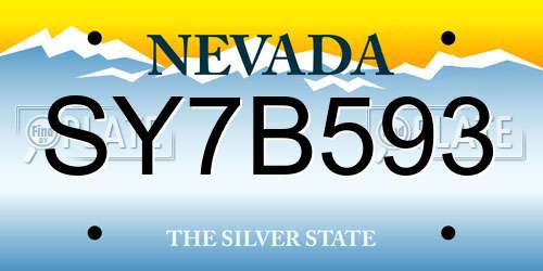 SY7B593 Nevada License Plate