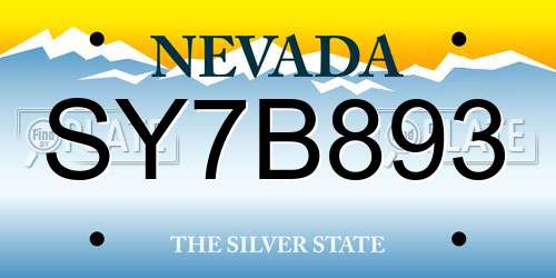 SY7B893 Nevada License Plate