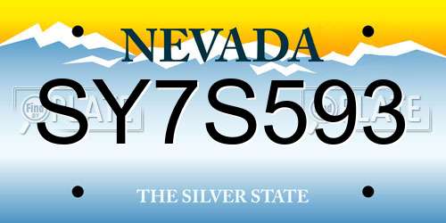 SY7S593 Nevada License Plate