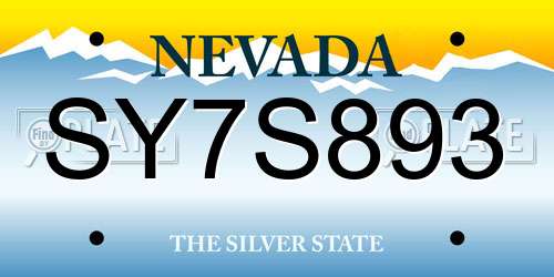 SY7S893 Nevada License Plate