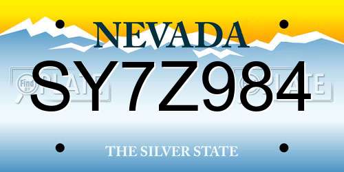 SY7Z984 Nevada License Plate