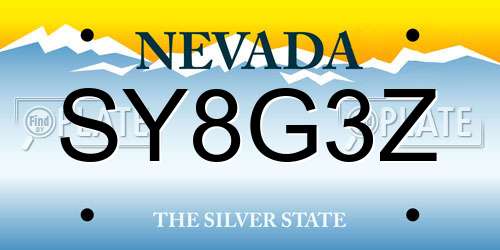 SY8G3Z Nevada License Plate
