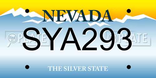 SYA293 Nevada License Plate