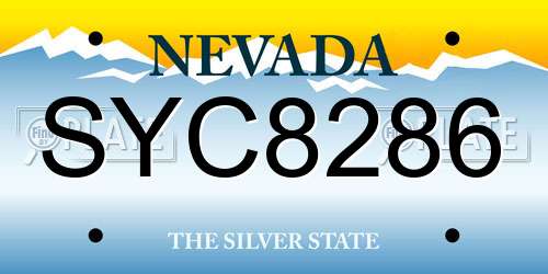 SYC8286 Nevada License Plate