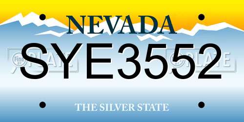 SYE3552 Nevada License Plate