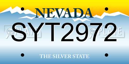 SYT2972 Nevada License Plate