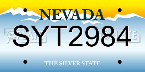 SYT2984 Nevada License Plate