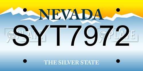 SYT7972 Nevada License Plate