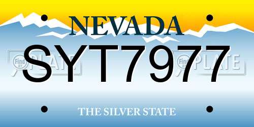 SYT7977 Nevada License Plate