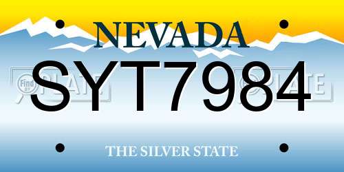 SYT7984 Nevada License Plate