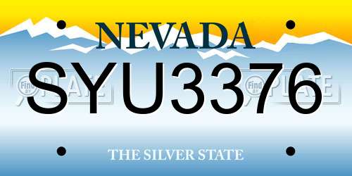 SYU3376 Nevada License Plate
