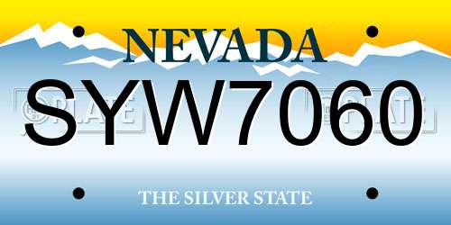 SYW7060 Nevada License Plate