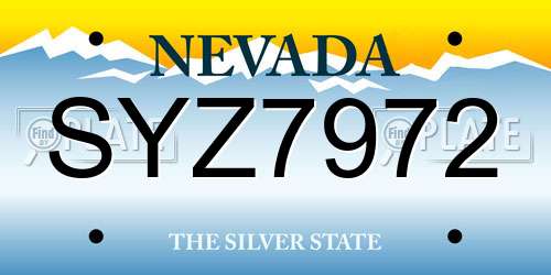 SYZ7972 Nevada License Plate
