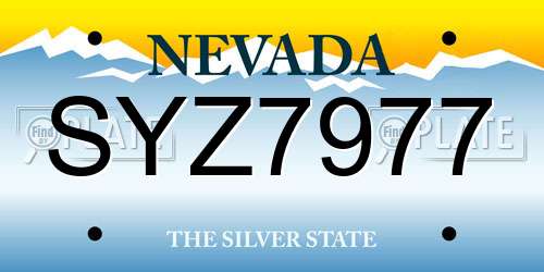 SYZ7977 Nevada License Plate