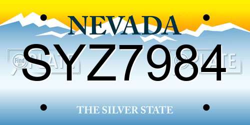 SYZ7984 Nevada License Plate