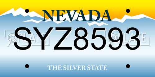 SYZ8593 Nevada License Plate