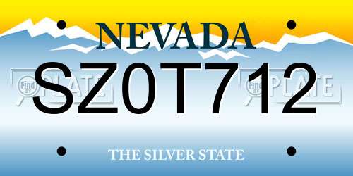 SZ0T712 Nevada License Plate