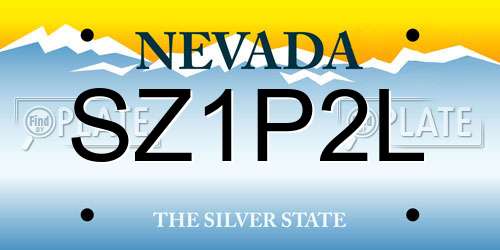 SZ1P2L Nevada License Plate