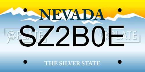 SZ2B0E Nevada License Plate