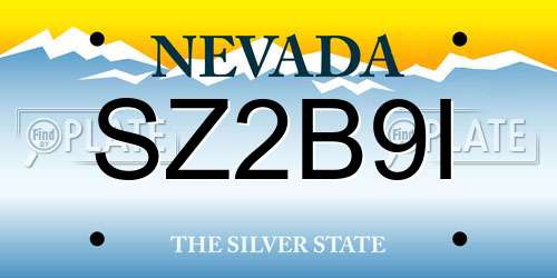 SZ2B9I Nevada License Plate